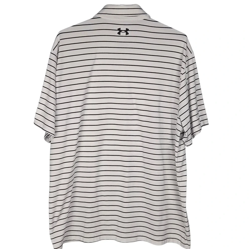 Under Armour Golf Polo Shirt Mens XL White Black StripeAthletic Short Sleeve‎